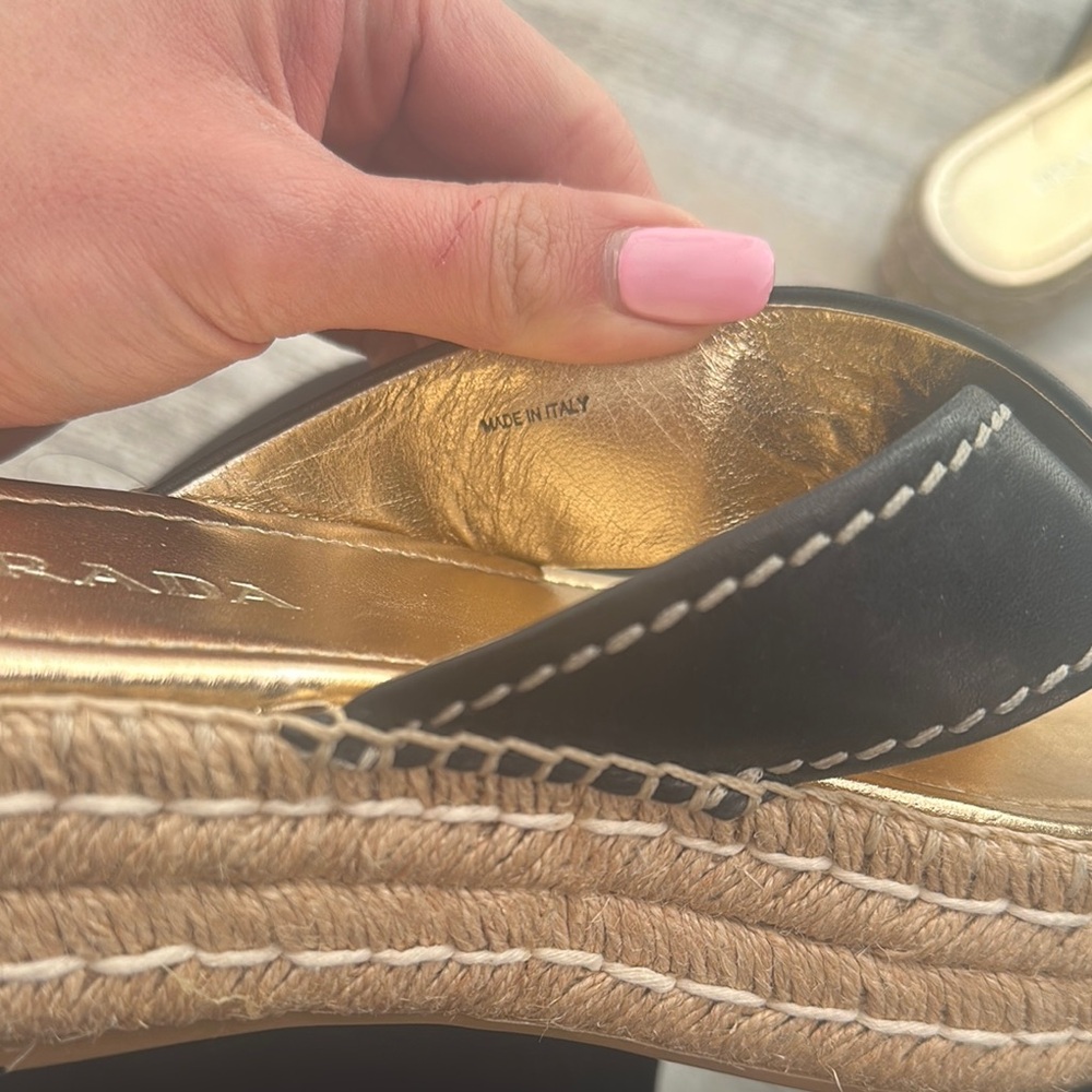 Prada Black and Gold Espadrilles with Elegant Style - Picture 5 of 5